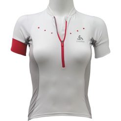 Odlo Stand-Up Collar S/S 1/2 Zip Gavia 410891-10000. Białe t-shirty damskie Odlo, s, bez wzorów, z materiału, bez kołnierzyka. W wyprzedaży za 79,99 zł.