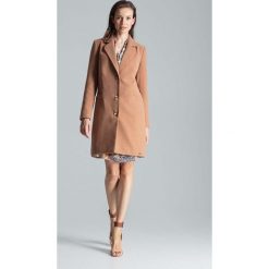 Beżowy Jesienny Płaszcz o Kroju Dyplomatki. Brązowe kurtki damskie Molly.pl, na jesień, s, bez wzorów, eleganckie, bez kaptura. Za 270,90 zł.