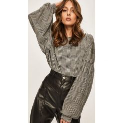 Answear - Bluzka. Szare bluzki damskie ANSWEAR, s, bez wzorów, z elastanu, z okrągłym kołnierzem, z długim rękawem. W wyprzedaży za 79,90 zł.