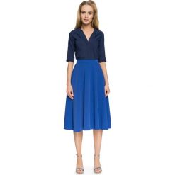Chabrowa Rozkloszowana Spódnica Midi. Niebieskie bluzki damskie Molly.pl, do pracy, s, bez wzorów, z dzianiny, biznesowe, długie, midi, rozkloszowane. Za 84,90 zł.