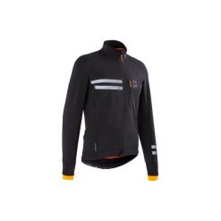 Kurtka zimowa na rower RC500 męska. Czarne kurtki męskie TRIBAN, na zimę, m, bez wzorów, z elastanu, bez kaptura, rowerowe. Za 229,99 zł.