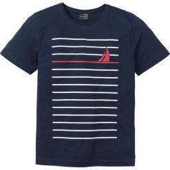 T-shirt z nadrukiem Slim Fit bonprix ciemnoniebieski. Niebieskie koszulki męskie bonprix, s, z nadrukiem, z okrągłym kołnierzem. Za 44,99 zł.