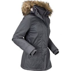 Kurtka funkcyjna outdoorowa bonprix antracytowy melanż - biel wełny. Szare kurtki damskie bonprix, bez wzorów, z wełny, bez kaptura. Za 269,99 zł.