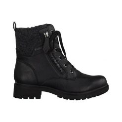 Tamaris Buty czarny female czarny 37. Czarne botki damskie Tamaris, ze skóry, eleganckie, bez obcasa, na sznurówki. Za 279,00 zł.