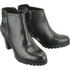CAPRICE 25401-21 black camou comb., botki damskie. Czarne botki damskie Caprice, ze skóry, bez obcasa, na obcasie, na zamek. Za 299,90 zł.