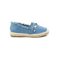 Niebieskie espadryle jeans A608. Niebieskie espadryle damskie ButyModne, bez wzorów, z jeansu, bez obcasa. Za 59,00 zł.