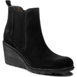 Botki TAMARIS - 1-25472-29 Black 001. Czarne botki damskie na obcasie Tamaris, z materiału. W wyprzedaży za 199,00 zł.