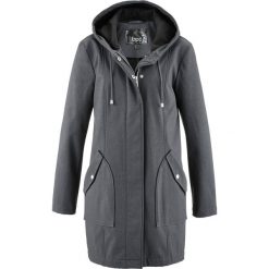 Kurtka parka softshell z kapturem bonprix antracytowy melanż. Szare kurtki damskie bonprix, bez wzorów, z softshellu, z kapturem. Za 239,99 zł.