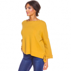 Sweter "Sonia" w kolorze musztardowym. Żółte swetry oversize damskie marki So Cachemire, s, z kaszmiru. W wyprzedaży za 173,95 zł.