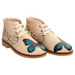 Buty zimowe męskie: Botki w kolorze beżowym ze wzorem