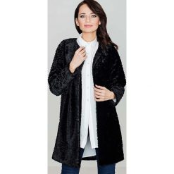 Czarna Elegancka Futrzana Kurtka bez Zapięcia. Czarne kurtki damskie KATRUS, s, bez wzorów, z poliesteru, eleganckie. Za 225,90 zł.