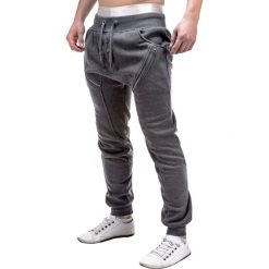 Spodnie męskie dresowe P184 - grafitowe. Szare spodnie męskie Ombre Clothing, s, bez wzorów, z bawełny, sportowe. Za 29,00 zł.