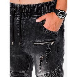 SPODNIE MĘSKIE JOGGERY P675 - CZARNE. Czarne joggery męskie Ombre Clothing, z bawełny. Za 89,00 zł.