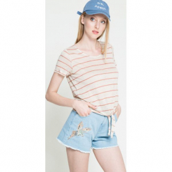 Vero Moda - Top. Szare topy damskie Vero Moda, l, ze lnu, z okrągłym kołnierzem. W wyprzedaży za 24,90 zł.