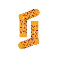Skarpetki Happy Socks - Junk Food (HOT01-2000). Szare skarpetki męskie marki Happy Socks, w kolorowe wzory, z bawełny. Za 34,90 zł.