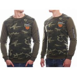 Bluza męska zielona - moro Recea. Zielone bluzy męskie Recea, xl, z nadrukiem, z bawełny, z kapturem, bez rękawów, bez kaptura. Za 49,92 zł.