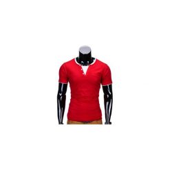 T-shirty męskie: T-SHIRT MĘSKI BEZ NADRUKU S679 - CZERWONY