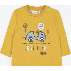 Koszulka. Pomarańczowe t-shirty chłopięce PLAY ALL DAY, z aplikacjami, z dzianiny, z długim rękawem. Za 39,90 zł.
