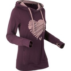 Lekka bluza z nadrukiem, długi rękaw bonprix czarny bez z nadrukiem. Fioletowe bluzy damskie bonprix, z nadrukiem, z długim rękawem, długie, bez kaptura. Za 109,99 zł.