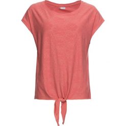 Shirt z ażurowym haftem bonprix dymny koralowy. Różowe koszulki damskie bonprix, z haftami, eleganckie, bez kołnierzyka, bez rękawów. Za 59,99 zł.