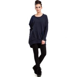 Granatowa Bluza Oversizowa Nierozpinana z Koronką. Niebieskie bluzki damskie marki Molly.pl, s, w koronkowe wzory, z koronki, bez rękawów, bez kaptura. Za 155,90 zł.