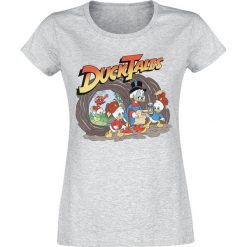 DuckTales Adventure Koszulka damska odcienie szarego. Szare bluzki z odkrytymi ramionami marki DuckTales, xl, z nadrukiem, z okrągłym kołnierzem. Za 74,90 zł.