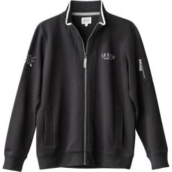 Bluza ze stójką. Czarne bluzy męskie rozpinane marki Oxbow, m, z bawełny, z długim rękawem, długie. Za 302,36 zł.