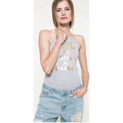 Sublevel - Top. Szare topy damskie Sublevel, s, z nadrukiem, z elastanu, z okrągłym kołnierzem, bez rękawów. W wyprzedaży za 39,90 zł.