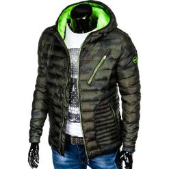 KURTKA MĘSKA ZIMOWA C377 - ZIELONA/MORO. Zielone kurtki męskie marki Ombre Clothing, na zimę, m, moro. Za 119,00 zł.