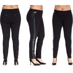 Wyszczuplające spodnie ze wstawkami z ekoskóry slim PLUS SIZE. Szare legginsy damskie wyszczuplające s, z dzianiny. Za 115,90 zł.