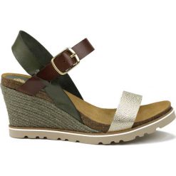 Sandały damskie: Skórzane sandały w kolorze khaki