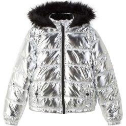 Kurtka pikowana w srebrnym kolorze bonprix srebrny. Szare kurtki dziewczęce bonprix, bez wzorów, eleganckie, bez kaptura. Za 89,99 zł.