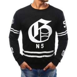 Bluzy męskie: Bluza męska z nadrukiem czarna (bx2379)