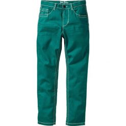 Spodnie Slim Fit z zagnieceniami bonprix ciemnoszmaragdowy. Zielone spodnie chłopięce marki bonprix. Za 37,99 zł.