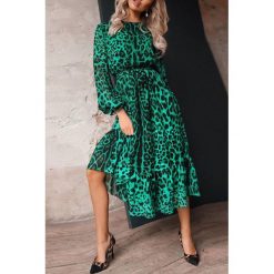 Sukienka MEDINA GREEN. Czarne sukienki damskie IVET, xl, bez wzorów, bez kołnierzyka, z długim rękawem, długie, maxi. W wyprzedaży za 89,00 zł.