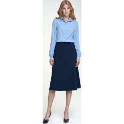 Granatowa Spódnica Trapezowa Midi. Niebieskie spódniczki damskie Molly.pl, na co dzień, xl, bez wzorów, eleganckie, midi, trapezowe. Za 99,90 zł.