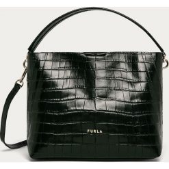 Furla - Torebka skórzana. Czarne listonoszki damskie Furla, w paski, ze skóry, na ramię, bez dodatków. Za 1649,00 zł.