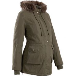Kurtka ciążowa z kapturem bonprix ciemnooliwkowy. Zielone kurtki damskie bonprix, bez wzorów, z polaru, moda ciążowa. Za 269,99 zł.
