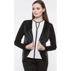 ŻAKIET Z EKOSKÓRY. Szare marynarki i żakiety damskie Yups, uniwersalny, z bawełny, eleganckie. Za 69,99 zł.