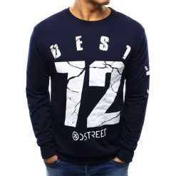 Bluzy męskie: Bluza męska z nadrukiem granatowa (bx3302)