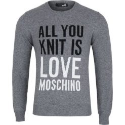 Sweter Love Moschino. Szare swetry męskie xxl, bez wzorów, z włoskim kołnierzykiem, bez kaptura. Za 349,00 zł.