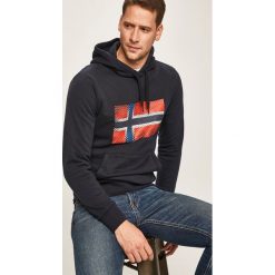 Napapijri - Bluza. Niebieskie bluzy męskie Napapijri, xl, z nadrukiem, z elastanu, z kapturem, bez rękawów, z kapturem. W wyprzedaży za 329,90 zł.