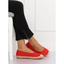 Espadryle baleriny czerwone N-2980 RED. Czerwone baleriny damskie obuwie damskie, bez wzorów, z zamszu, bez obcasa. Za 48,78 zł.