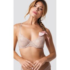 NA-KD Lingerie Biustonosz Lace Eyelash Cup - Nude. Szare biustonosze NA-KD Lingerie, z haftami, z materiału. Za 80,95 zł.