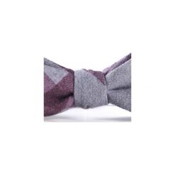 Mucha wiązana wełniana w kratę z czerwonym. Szare muszki męskie marki HisOutfit, bez wzorów, z wełny, wizytowe. Za 89,00 zł.