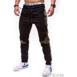 SPODNIE MĘSKIE JOGGERY P387 - CZARNE. Czarne joggery męskie Ombre Clothing, z materiału. Za 79,00 zł.