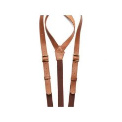 Beżowe szelki z bydlęcej skóry "Light beige". Pomarańczowe paski męskie Soospenders, w paski, ze skóry, eleganckie. Za 210,00 zł.
