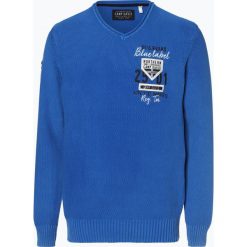 Camp David - Sweter męski, niebieski. Niebieskie swetry męskie Camp David, m, z aplikacjami, z bawełny, polo, bez kaptura. Za 449,95 zł.