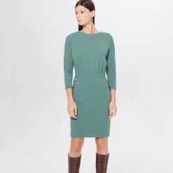 Dzianinowa sukienka midi - Turkusowy. Niebieskie sukienki damskie Mohito, s, z dzianiny, midi. Za 139,99 zł.