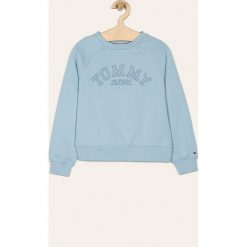 Tommy Hilfiger - Bluza dziecięca 128-176 cm. Niebieskie bluzy dziewczęce TOMMY HILFIGER, z aplikacjami, z elastanu, bez rękawów, bez kaptura. Za 299,90 zł.